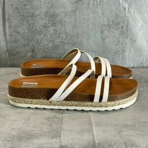 DV DOLCE VITA Women's White Carlee Strappy Footbed Slide Sandals SZ 10